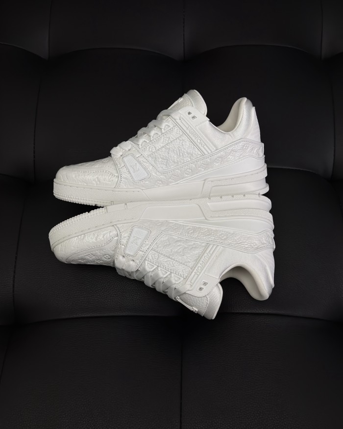 NIGO Louis Vuitton LV Trainer Men's And Women's Solid Color Lacquered Cowhide Leather Letter Print Low-top Lace-up Sneakers Shoes #nigo77762