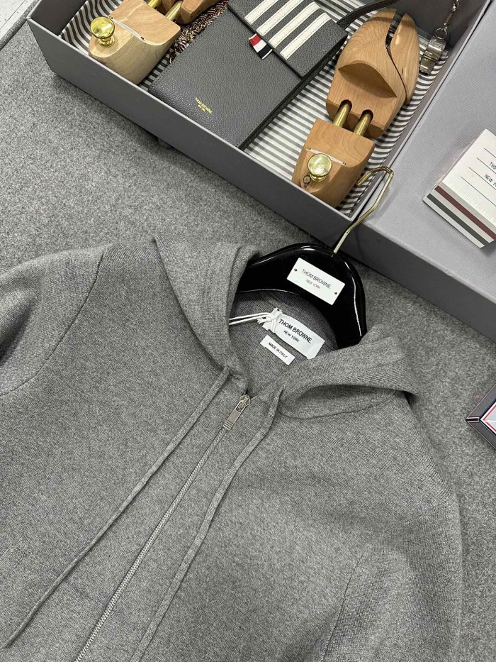 NIGO Thom Browne Men's Spring & Autumn Cotton Armband Embellished Solid Color Zipper Fitted Hooded Cardigan Jacket Ngvp #nigo1943