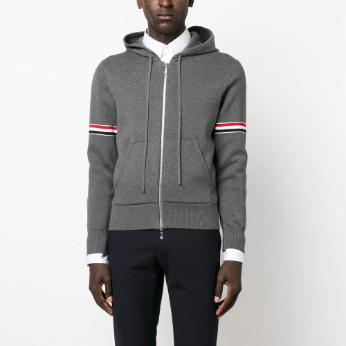 NIGO Thom Browne Men's Spring & Autumn Cotton Armband Embellished Solid Color Zipper Fitted Hooded Cardigan Jacket Ngvp #nigo1943