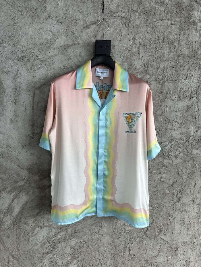 NIGO Casablanca Men's Summer Gradient Pattern Printed Single-Button Short-Sleeved Shirt and Casual Shorts Set Suit #nigo77745
