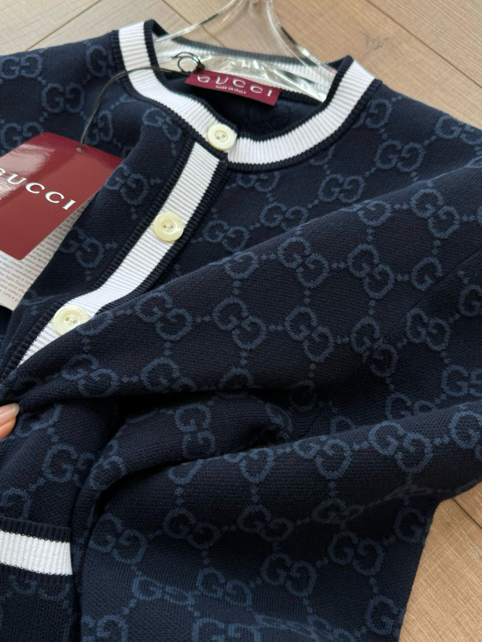 NIGO Gucci Women's Spring And Fall V-neck Single Breasted Drop Shoulder Long Sleeved Knit Cardigan Jacket #nigo77765