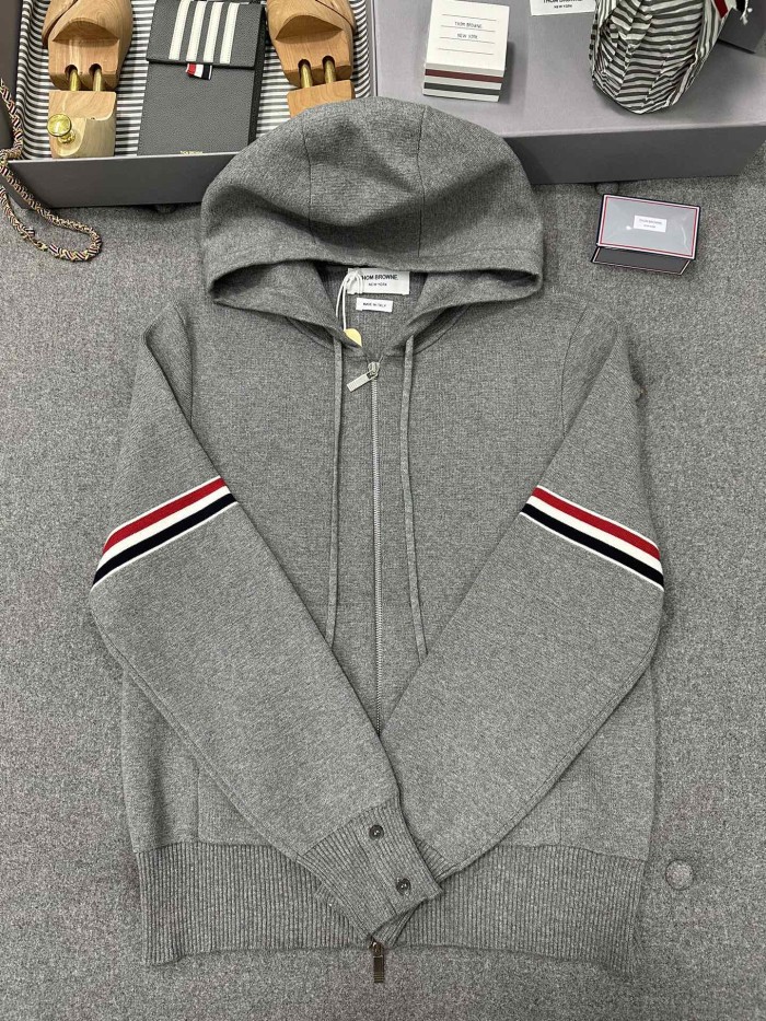 NIGO Thom Browne Men's Spring & Autumn Cotton Armband Embellished Solid Color Zipper Fitted Hooded Cardigan Jacket Ngvp #nigo1943