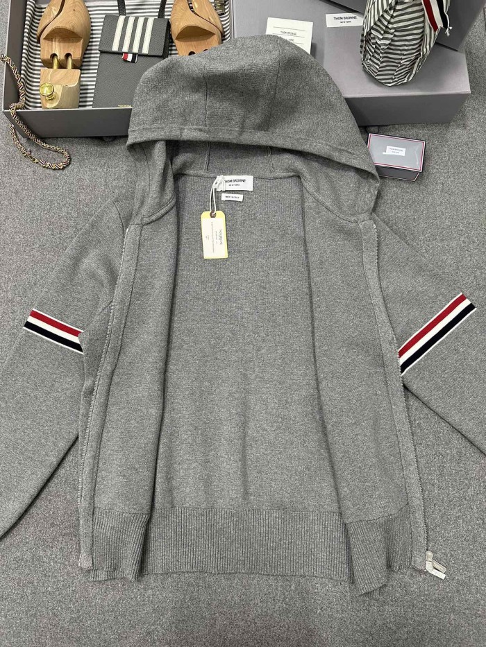 NIGO Thom Browne Men's Spring & Autumn Cotton Armband Embellished Solid Color Zipper Fitted Hooded Cardigan Jacket Ngvp #nigo1943