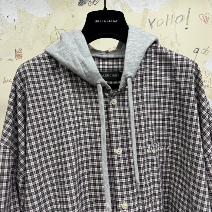 NIGO Balenciaga Men's Spring/Autumn Checkered Print Cotton Hooded Single-Breasted Zipper Long-Sleeved Shirt #nigo77746