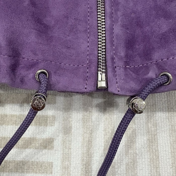 NIGO Loewe Women's Autumn/Winter Solid Color Suede Drawstring Waist Zipper Long Sleeve #nigo77767