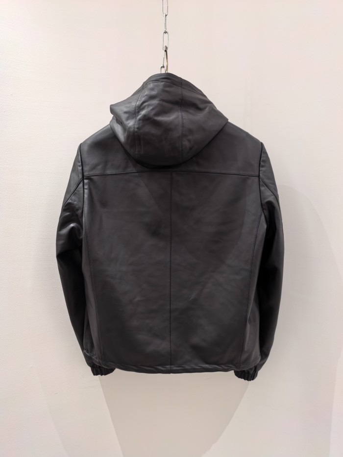 NIGO Prada Men's Autumn/Winter Solid Color Reversible Nappa Leather and Re-Nylon Waistcoat Jacket #nigo77778
