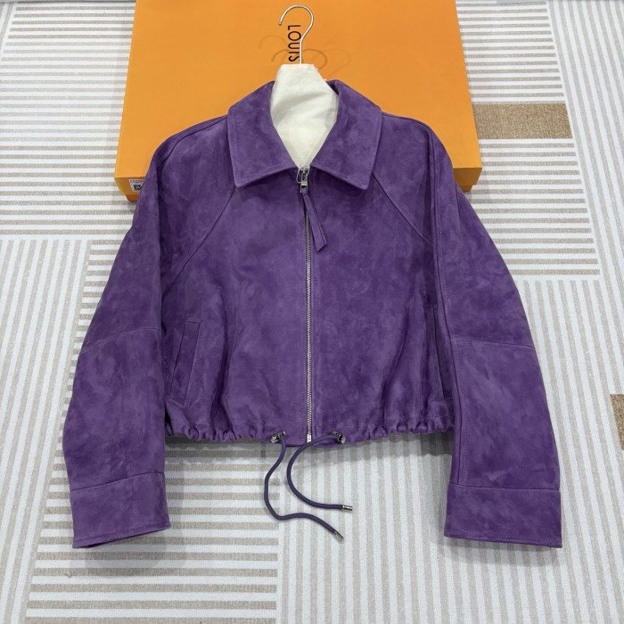 NIGO Loewe Women's Autumn/Winter Solid Color Suede Drawstring Waist Zipper Long Sleeve #nigo77767