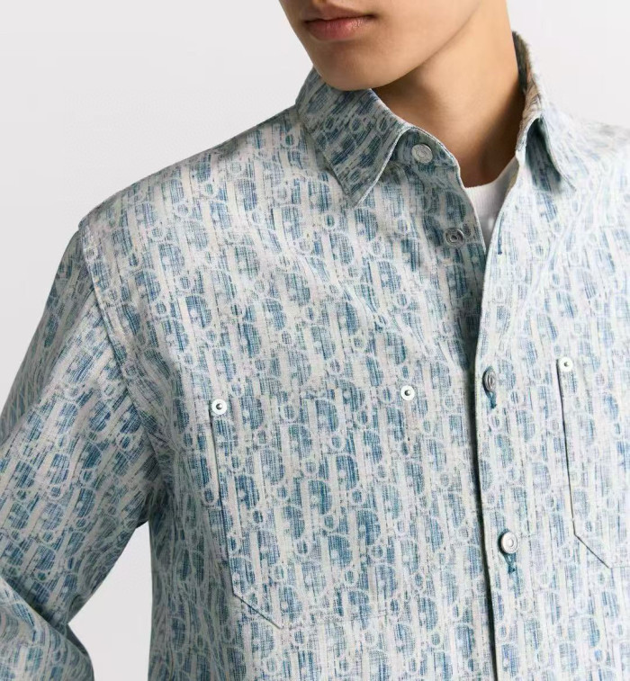 NIGO Dior Men's Spring/Autumn Alphabet Print Single-Breasted Long-Sleeved Denim Shirt #nigo77785
