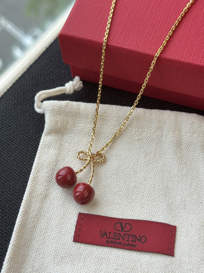NIGO Valentino CHEZ Women's Metal and Enamel Cherry Pendant Necklace Jewelry Accessories #nigo77772