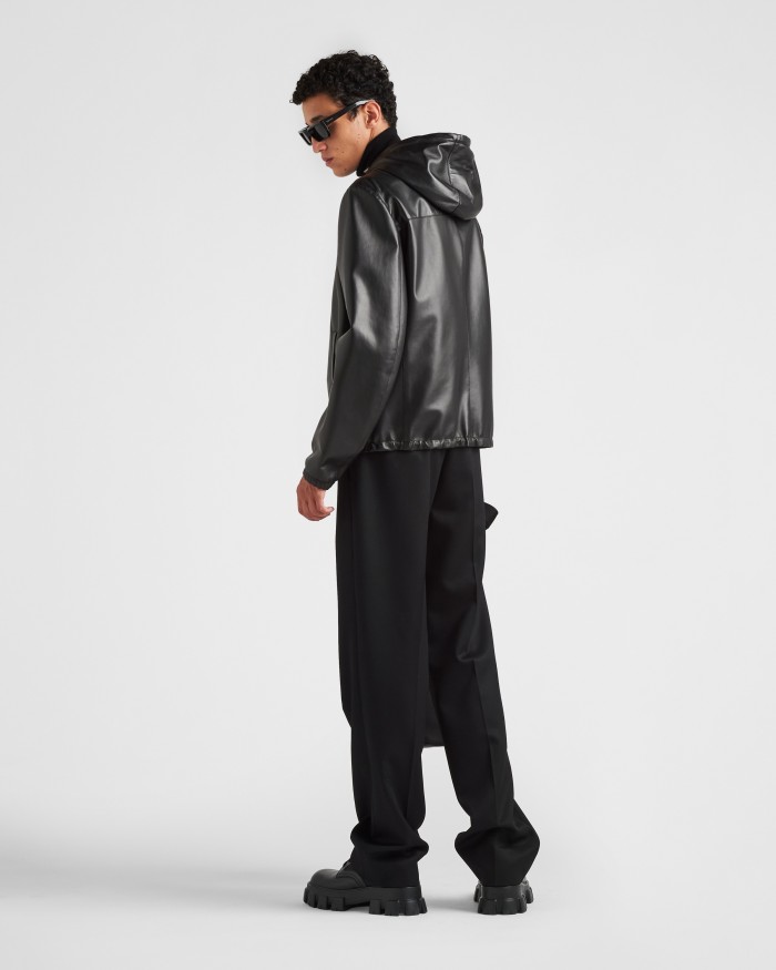 NIGO Prada Men's Autumn/Winter Solid Color Reversible Nappa Leather and Re-Nylon Waistcoat Jacket #nigo77778