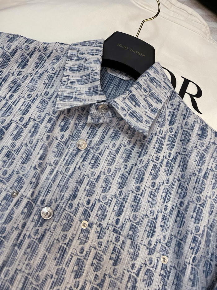 NIGO Dior Men's Spring/Autumn Alphabet Print Single-Breasted Long-Sleeved Denim Shirt #nigo77785