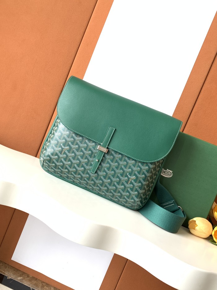 NIGO GOYARD Coursier Men's and Women's Solid Color Adjustable Shoulder Strap Canvas Spell Calfskin Messenger Bag Crossbody Shoulder Bags #nigo77783