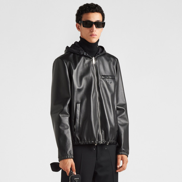 NIGO Prada Men's Autumn/Winter Solid Color Reversible Nappa Leather and Re-Nylon Waistcoat Jacket #nigo77778
