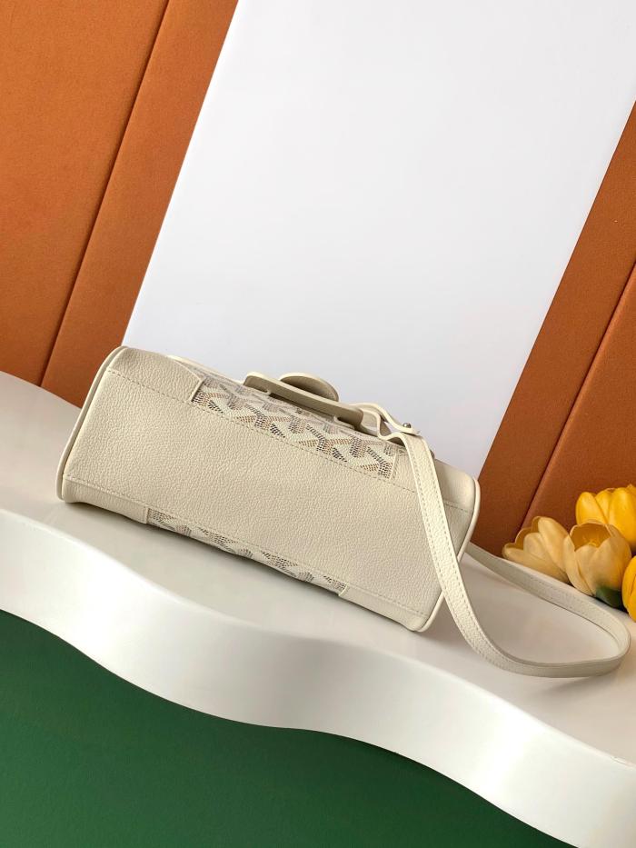 NIGO GOYARD Saigon Women's Solid Color Wooden Handle Canvas and Calfskin Shoulder Bag Handbag Bags #nigo77774
