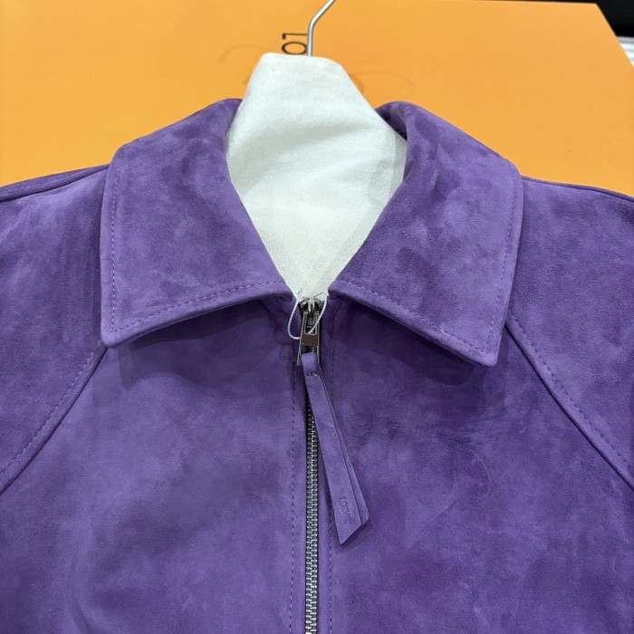 NIGO Loewe Women's Autumn/Winter Solid Color Suede Drawstring Waist Zipper Long Sleeve #nigo77767