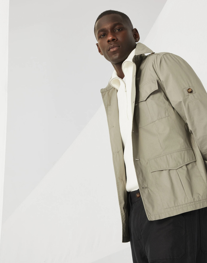 NIGO Brunello Cucinelli Men's Spring & Fall Lightweight Water-Resistant Techno Cotton Unlined Safari Jacket Solid Color Lapel Single Breasted Shirt Style Jacket Ngvp #nigo1946