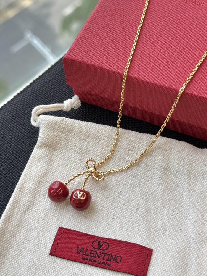 NIGO Valentino CHEZ Women's Metal and Enamel Cherry Pendant Necklace Jewelry Accessories #nigo77772