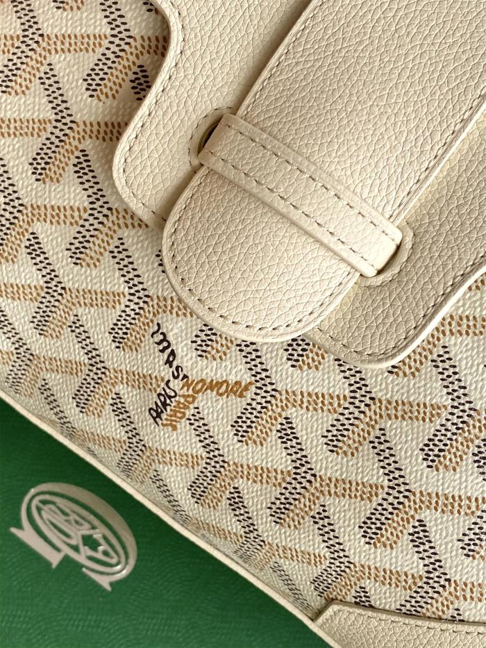 NIGO GOYARD Saigon Women's Solid Color Wooden Handle Canvas and Calfskin Shoulder Bag Handbag Bags #nigo77774