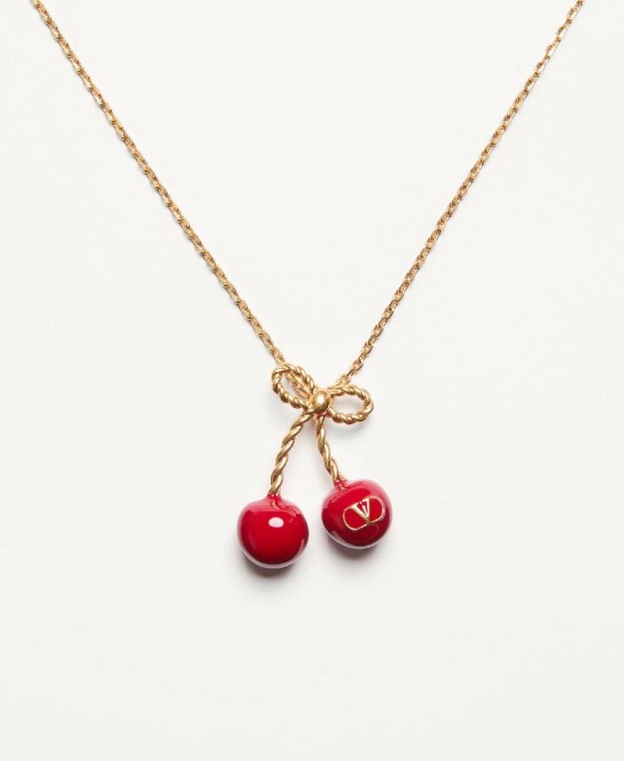 NIGO Valentino CHEZ Women's Metal and Enamel Cherry Pendant Necklace Jewelry Accessories #nigo77772
