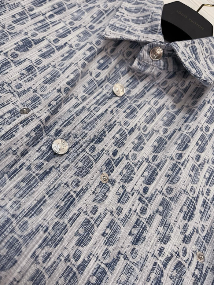 NIGO Dior Men's Spring/Autumn Alphabet Print Single-Breasted Long-Sleeved Denim Shirt #nigo77785