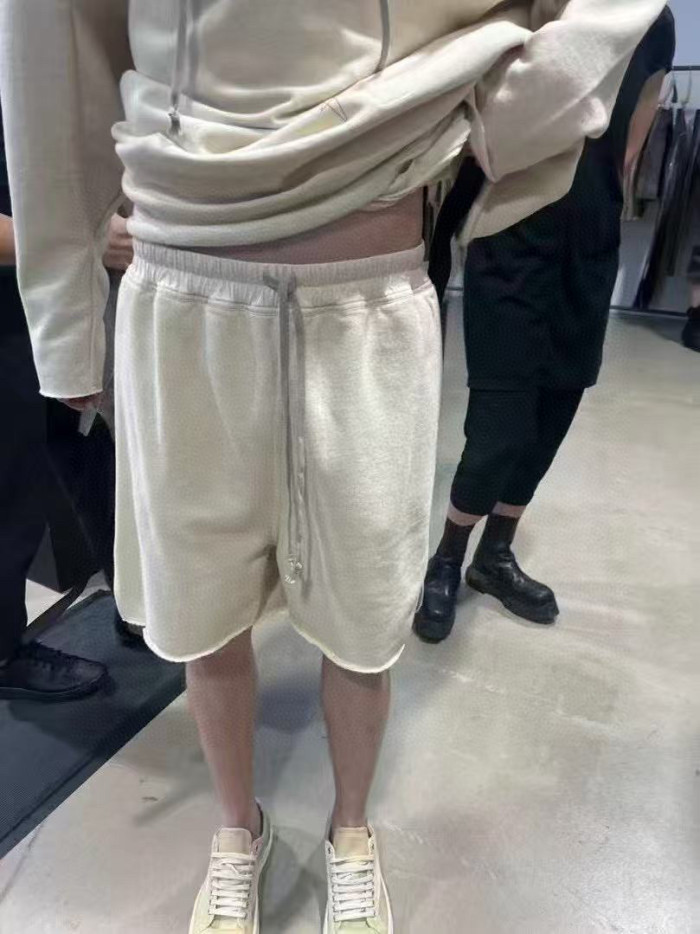 NIGO Rick Owens Men's Spring/Summer Drawstring Tie Mid Waist Cotton Solid Color Loose Casual Shorts Back Zipper Ngvp #nigo1951