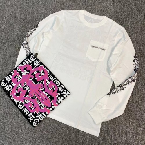 NIGO Chrome Hearts Women's Spring Autumn Cross Pattern Print Long Sleeve Round Neck Cotton T-Shirt #nigo77815