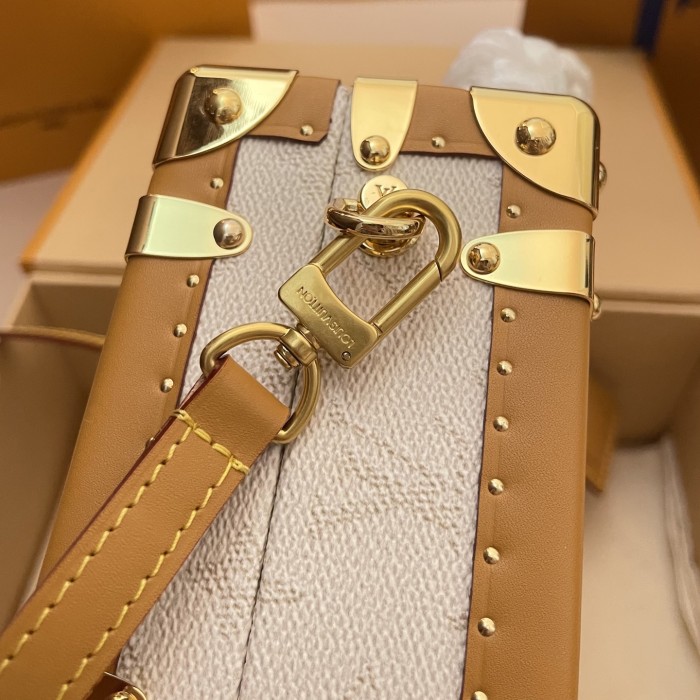 NIGO Louis Vuitton Handle Trunk Women's Solid Color Detachable Adjustable Shoulder Strap Buckle Closure Coated Canvas Box Bag Single Shoulder Crossbody Handbag Bags #nigo77789