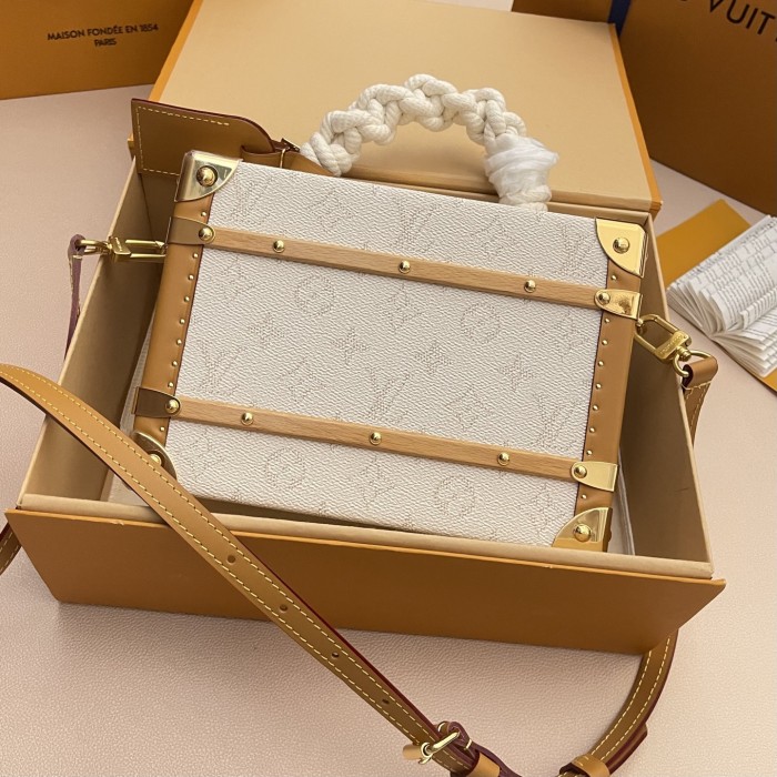 NIGO Louis Vuitton Handle Trunk Women's Solid Color Detachable Adjustable Shoulder Strap Buckle Closure Coated Canvas Box Bag Single Shoulder Crossbody Handbag Bags #nigo77789