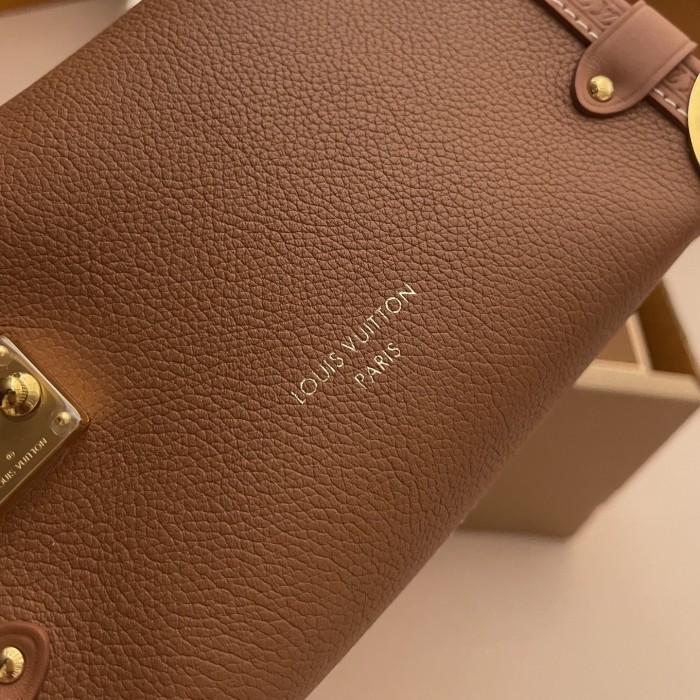 NIGO Louis Vuitton Side Trunk Women's Metal Accessory Zipper Closure Buckle Solid Color Cowhide Leather Shoulder Bag Crossbody Handbag Bags #nigo77791