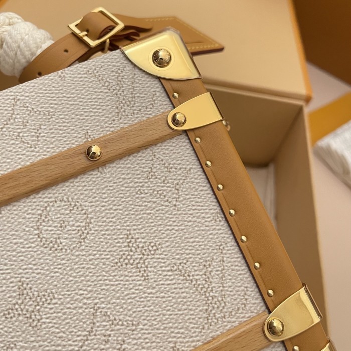 NIGO Louis Vuitton Handle Trunk Women's Solid Color Detachable Adjustable Shoulder Strap Buckle Closure Coated Canvas Box Bag Single Shoulder Crossbody Handbag Bags #nigo77789