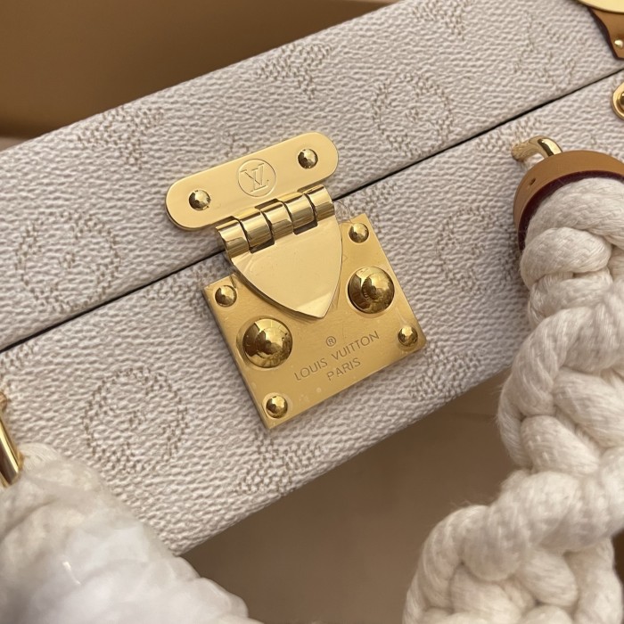 NIGO Louis Vuitton Handle Trunk Women's Solid Color Detachable Adjustable Shoulder Strap Buckle Closure Coated Canvas Box Bag Single Shoulder Crossbody Handbag Bags #nigo77789