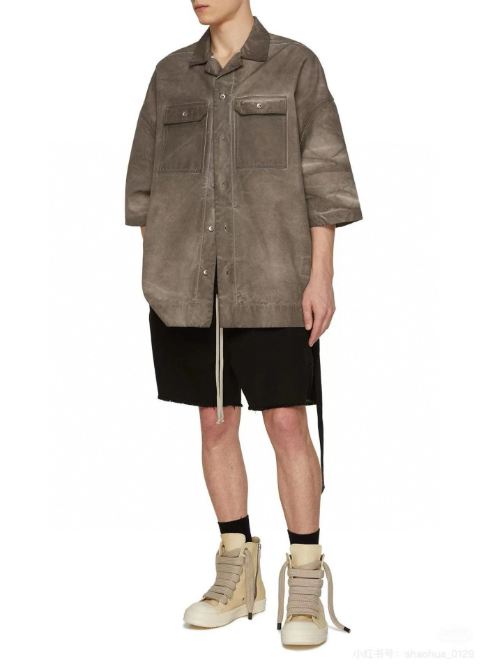 NIGO Rick Owens Men's Spring/Summer Drawstring Tie Mid Waist Cotton Solid Color Loose Casual Shorts Back Zipper Ngvp #nigo1951