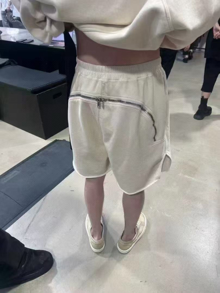 NIGO Rick Owens Men's Spring/Summer Drawstring Tie Mid Waist Cotton Solid Color Loose Casual Shorts Back Zipper Ngvp #nigo1951