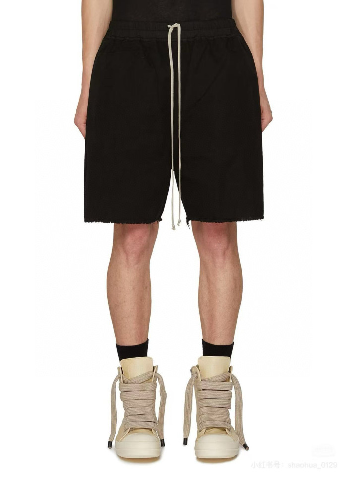 NIGO Rick Owens Men's Spring/Summer Drawstring Tie Mid Waist Cotton Solid Color Loose Casual Shorts Back Zipper Ngvp #nigo1951