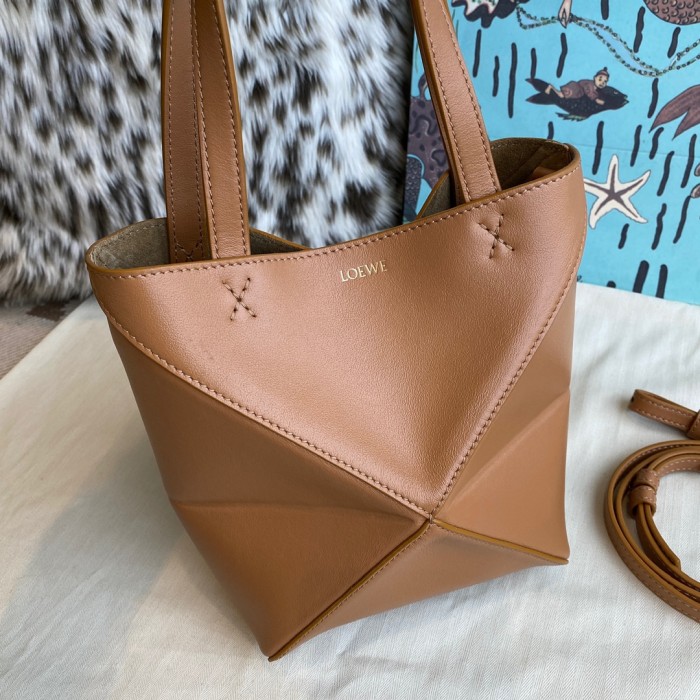 NIGO Loewe Puzzle Fold Women's Shiny Calfskin Tote Bag Vintage Solid Color Handbag Bags #nigo77816