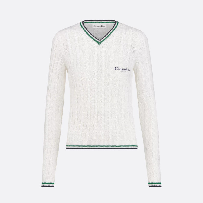 NIGO Dior Women's Spring/Summer Solid Color Striped V-Neck Long Sleeve Knitted Sweater #nigo77795