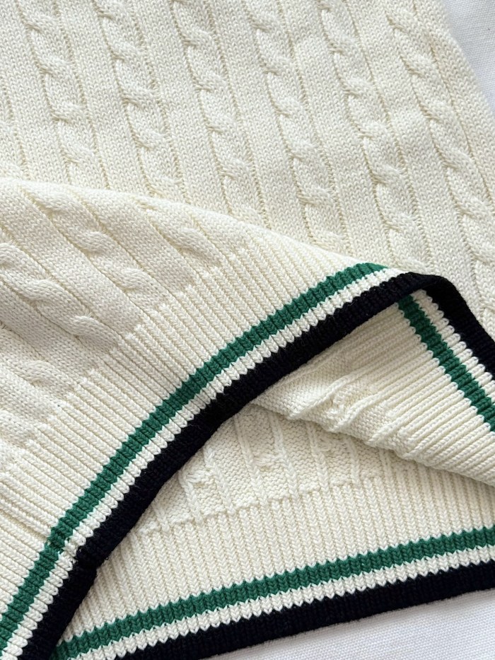 NIGO Dior Women's Spring/Summer Solid Color Striped V-Neck Long Sleeve Knitted Sweater #nigo77795