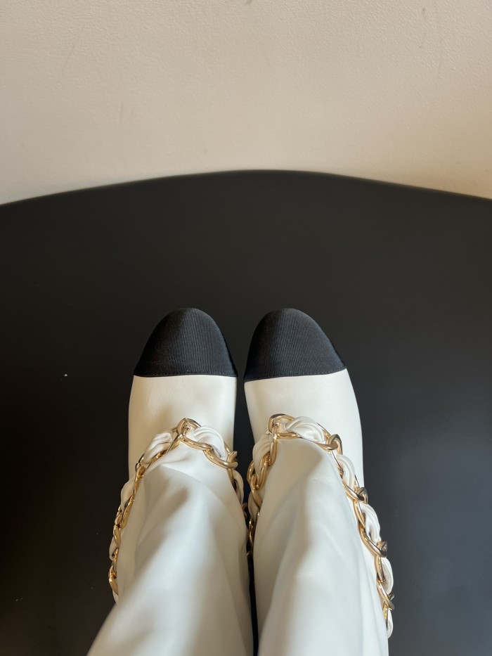 NIGO Chanel Women's Solid Color Round Toe Leather High Top Riding Boots Shoes #nigo77819