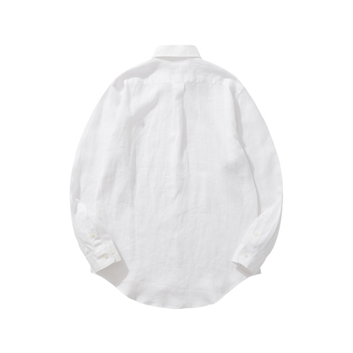 NIGO Ralph Lauren Men's Summer Solid Color Linen Fabric Single Breasted Long Sleeved Shirt #nigo77822