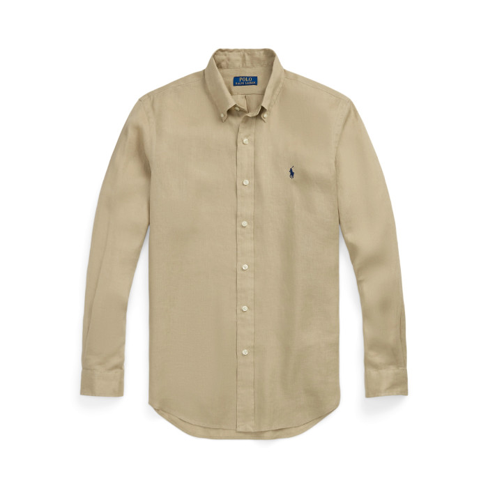 NIGO Ralph Lauren Men's Summer Solid Color Linen Fabric Single Breasted Long Sleeved Shirt #nigo77822