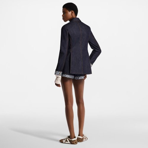 NIGO Louis Vuitton Women's College Style Blazer Collar Spring And Autumn Cotton Long Sleeve Single Breasted Denim Blazer Jacket #nigo81344