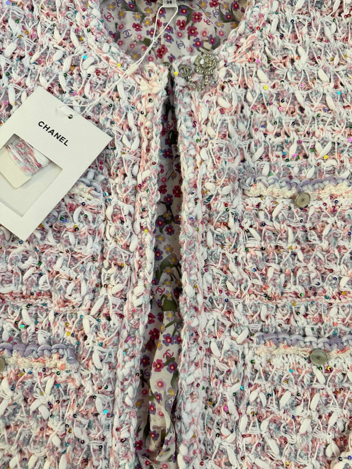 NIGO Chanel Women's Spring & Autumn Single Breasted Color Blocking Sequins Multi-Pockets Round Collar Fitted Long Sleeve Cardigan Jacket Ngvp #nigo1957