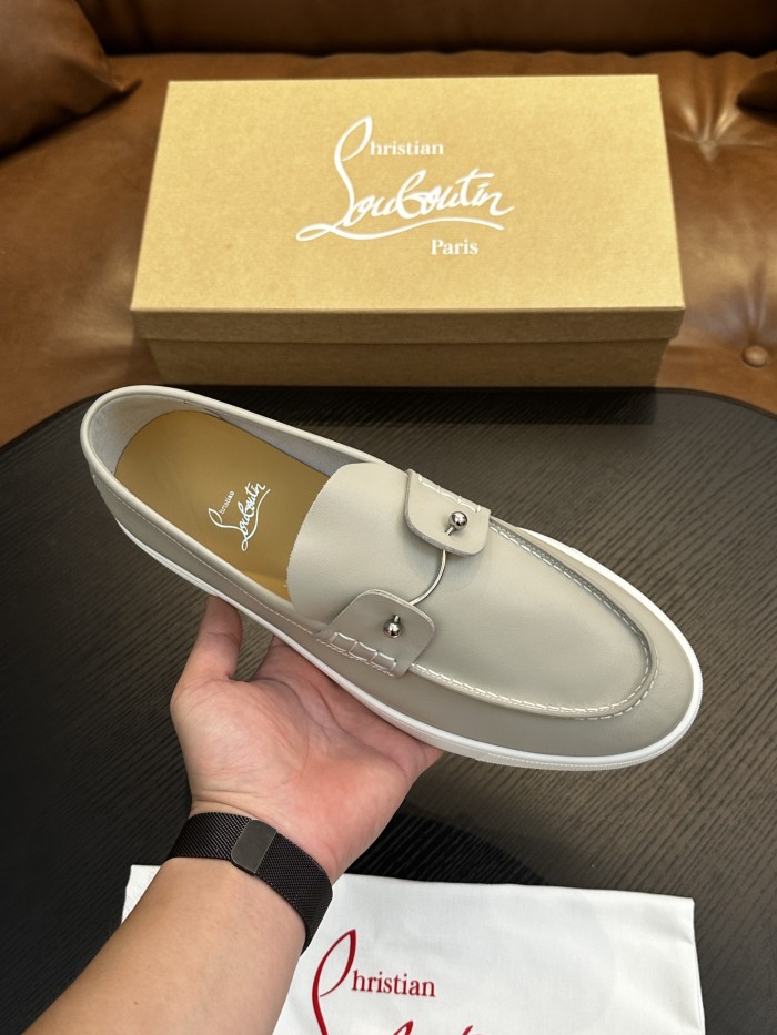 NIGO Christian Louboutin Men's Solid Color Cowhide Leather Casual Flat Loafers Shoes #nigo77839