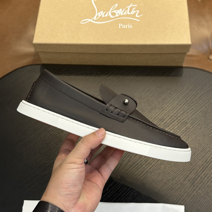 NIGO Christian Louboutin Men's Solid Color Cowhide Leather Casual Flat Loafers Shoes #nigo77839