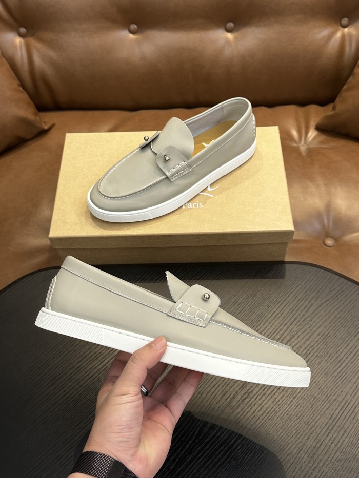 NIGO Christian Louboutin Men's Solid Color Cowhide Leather Casual Flat Loafers Shoes #nigo77839