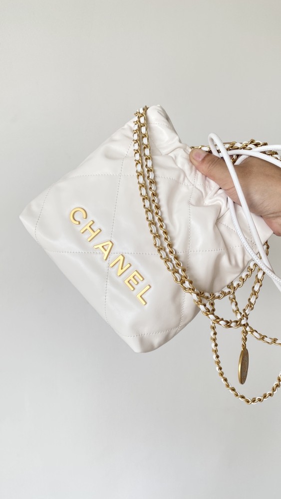 NIGO Chanel Women's Solid Color Logo Drawstring Closure Chain Shoulder Strap Glossy Calfskin Shoulder Crossbody Bag Bags #nigo77838