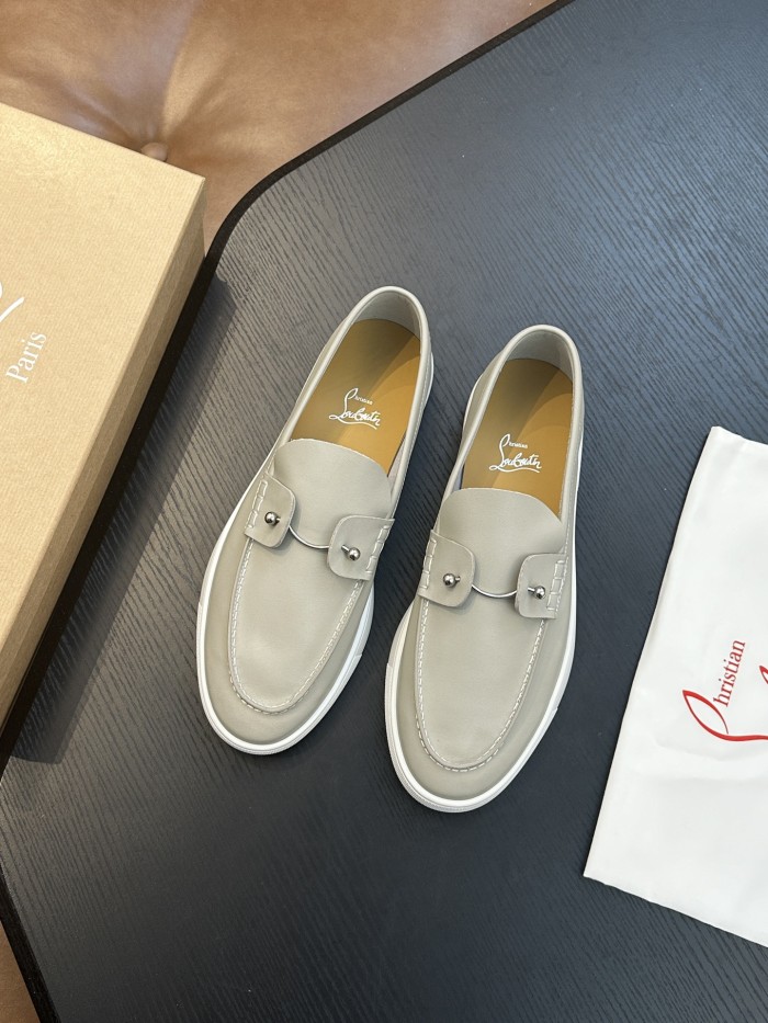 NIGO Christian Louboutin Men's Solid Color Cowhide Leather Casual Flat Loafers Shoes #nigo77839