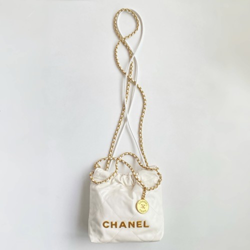 NIGO Chanel Women's Solid Color Logo Drawstring Closure Chain Shoulder Strap Glossy Calfskin Shoulder Crossbody Bag Bags #nigo77838