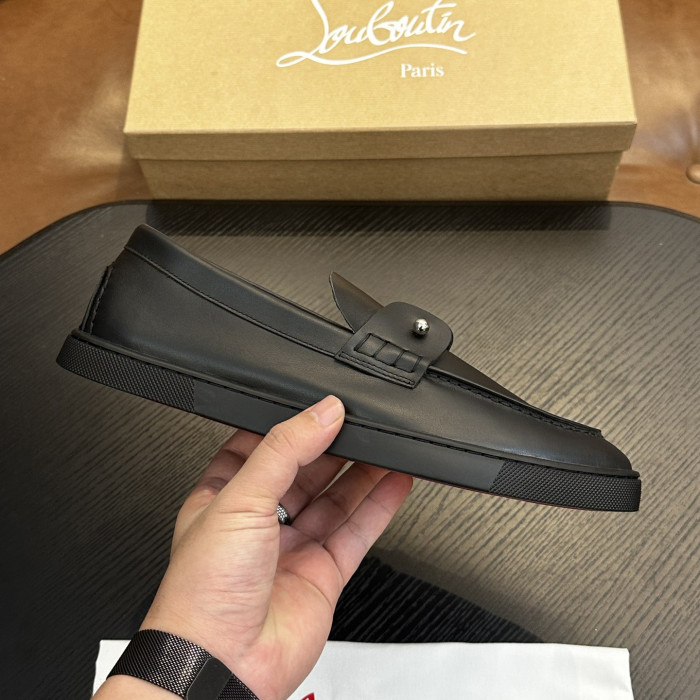 NIGO Christian Louboutin Men's Solid Color Cowhide Leather Casual Flat Loafers Shoes #nigo77839
