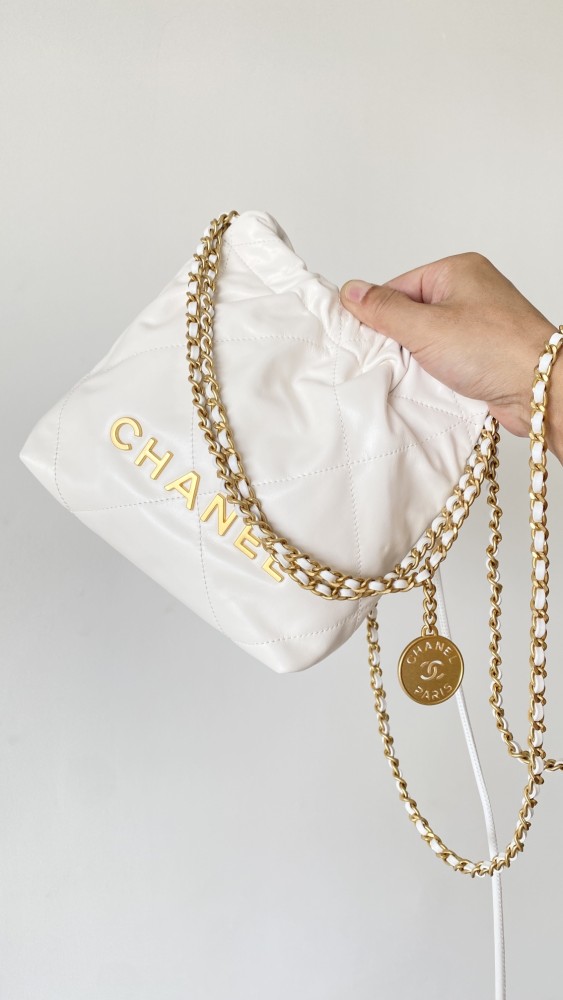 NIGO Chanel Women's Solid Color Logo Drawstring Closure Chain Shoulder Strap Glossy Calfskin Shoulder Crossbody Bag Bags #nigo77838